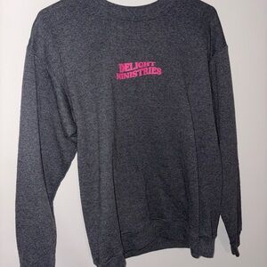 Dark Gray Sweatshirt with Pink "Delight Ministries" Logo